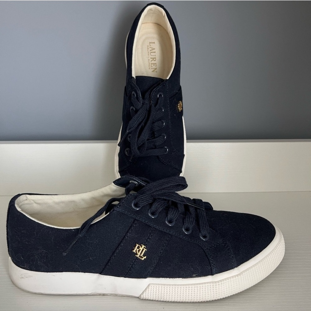 Lauren Ralph Lauren Navy Blue Women’s Canvas Sneakers, Sz 8.5